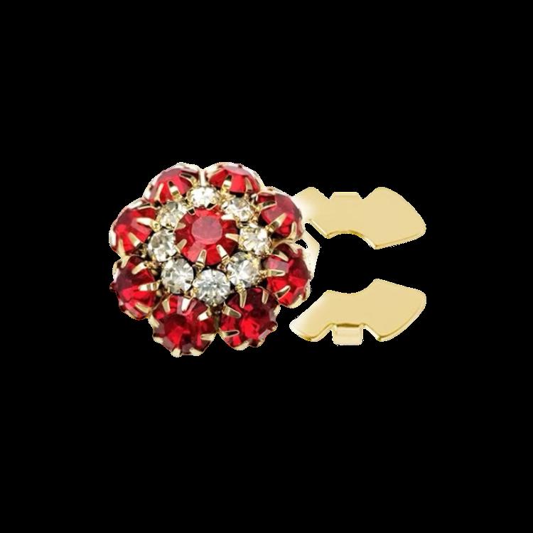 Rød blomst. glassperler og gull